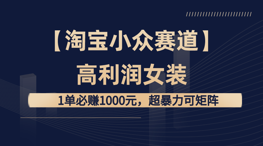 【淘宝小众赛道】高利润女装：1单必赚1000元，超暴力可矩阵 - 中创网