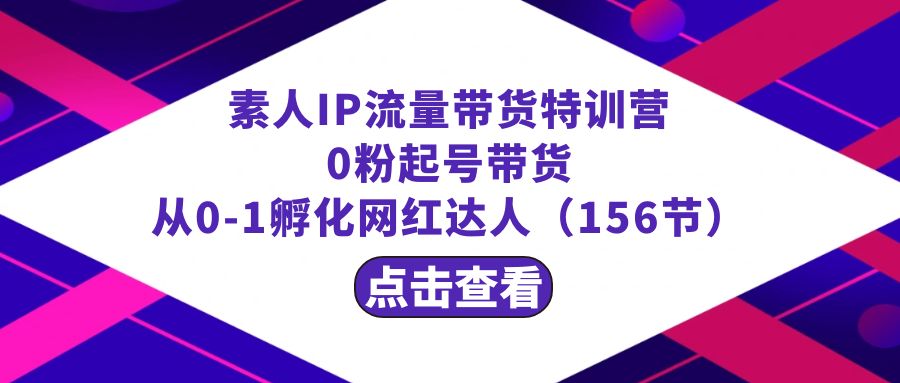 繁星·计划素人IP流量带货特训营：0粉起号带货 从0-1孵化网红达人（156节） - 中创网