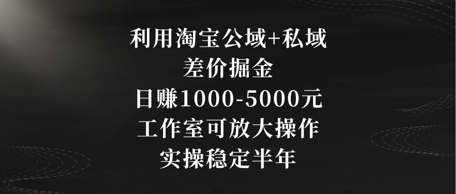 利用淘宝公域+私域差价掘金，日赚1000-5000元，工作室可放大操作，实操... - 中创网