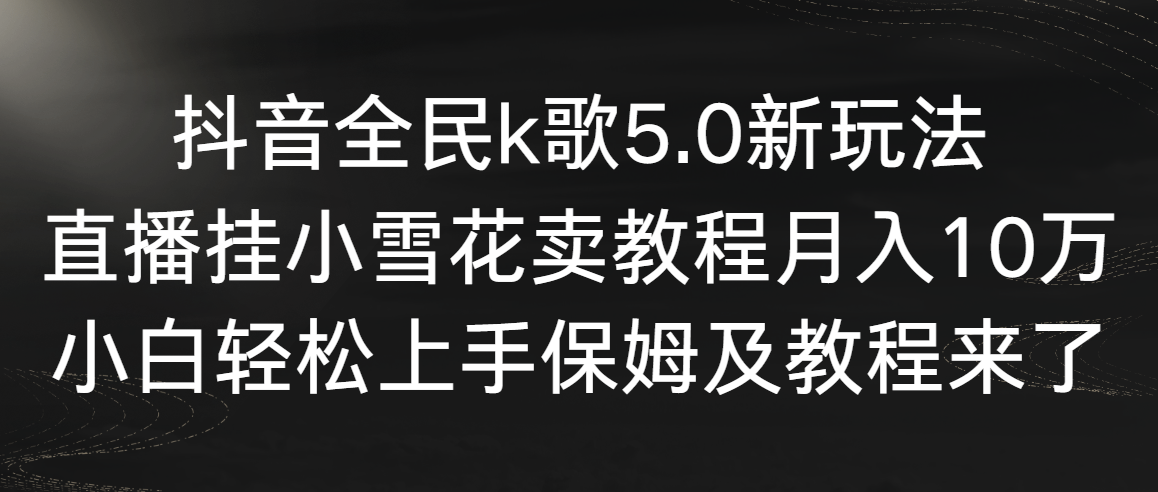 抖音全民k歌5.0新玩法，直播挂小雪花卖教程月入10万，小白轻松上手，保... - 中创网