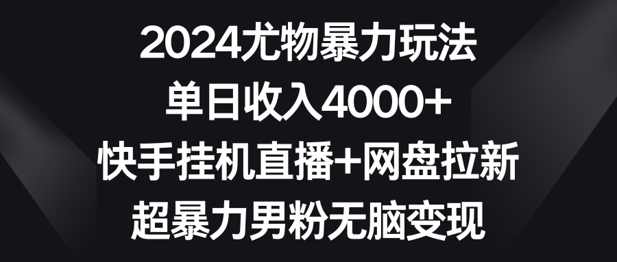 2024尤物暴力玩法 单日收入4000+快手挂机直播+网盘拉新 超暴力男粉无脑变现 - 中创网