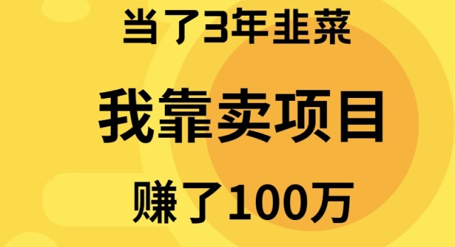 当了3年韭菜，我靠卖项目赚了100万 - 中创网