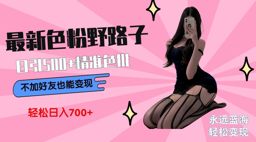 最新色粉变现野路子，日引500+老色批 可不加好友直接变现 小白轻松日入700+ - 中创网