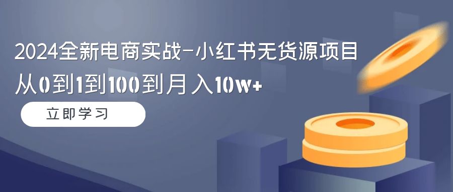 2024全新电商实战-小红书无货源项目：从0到1到100到月入10w+ - 中创网