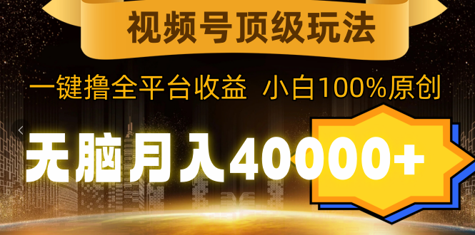 视频号顶级玩法，无脑月入40000+，一键撸全平台收益，纯小白也能100%原创 - 中创网