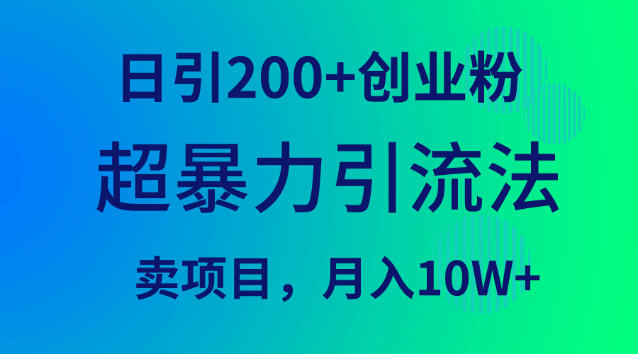 超暴力引流法，日引200+创业粉，卖项目月入10W+ - 中创网