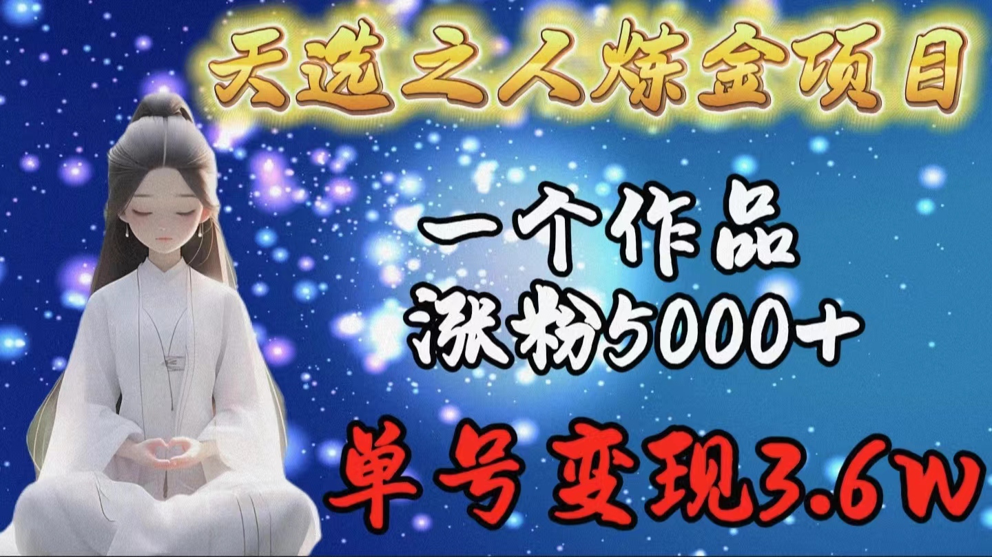 天选之人炼金项目，一个作品涨粉5000+，单号变现3.6w - 中创网