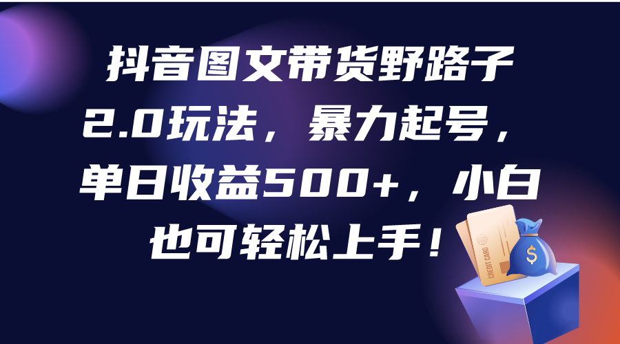 抖音图文带货野路子2.0玩法，暴力起号，单日收益500+，小白也可轻松上手！ - 中创网