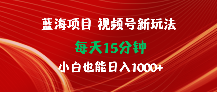 蓝海项目视频号新玩法 每天15分钟 小白也能日入1000+ - 中创网