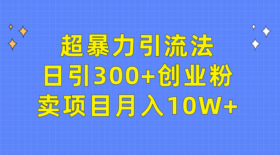 超暴力引流法，日引300+创业粉，卖项目月入10W+ - 中创网