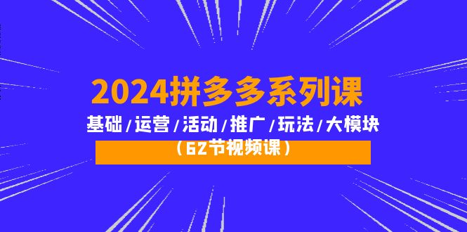 2024拼多多系列课：基础/运营/活动/推广/玩法/大模块（62节视频课） - 中创网