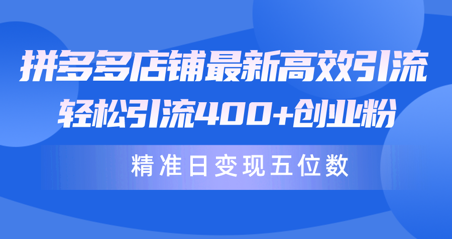 拼多多店铺最新高效引流术，轻松引流400+创业粉，精准日变现五位数！ - 中创网