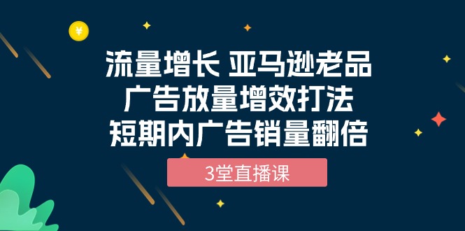 流量增长 亚马逊老品广告放量增效打法，短期内广告销量翻倍（3堂直播课） - 中创网