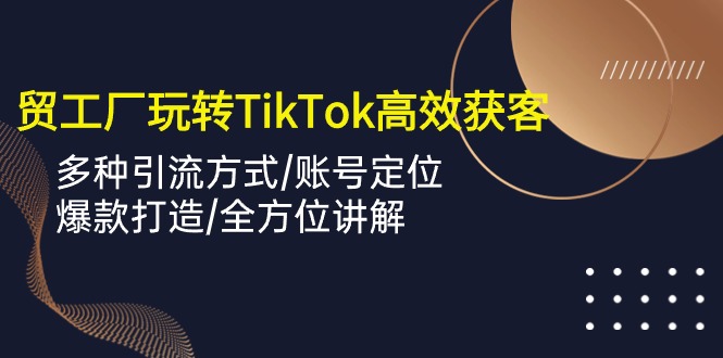 外贸工厂玩转TikTok高效获客，多种引流方式/账号定位/爆款打造/全方位讲解 - 中创网