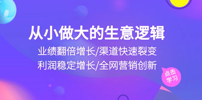 从小做大生意逻辑：业绩翻倍增长/渠道快速裂变/利润稳定增长/全网营销创新 - 中创网