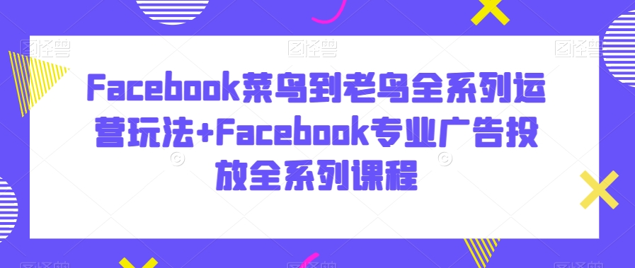 Facebook菜鸟到老鸟全系列运营玩法+Facebook专业广告投放全系列课程 - 冒泡网