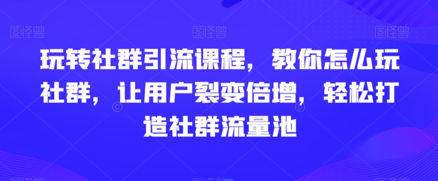 玩转社群引流课程，教你怎么玩社群，让用户裂变倍增，轻松打造社群流量池 - 冒泡网