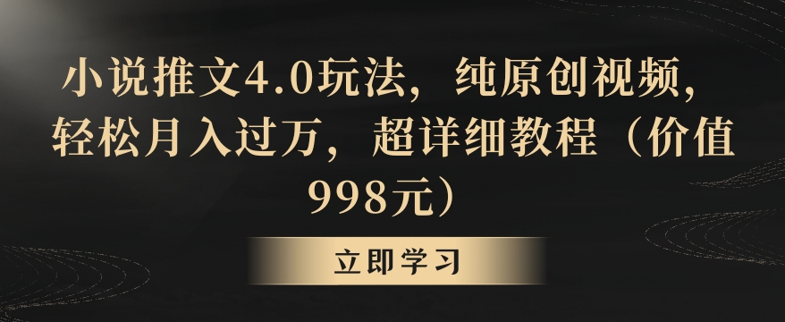 小说推文4.0玩法，纯原创视频，轻松月入过万，超详细教程（价值998元） - 冒泡网