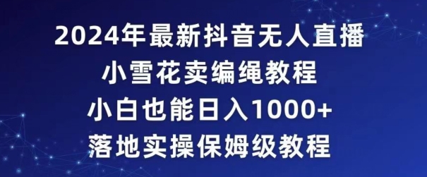 2024年抖音最新无人直播小雪花卖编绳项目，小白也能日入1000+落地实操保姆级教程 - 冒泡网