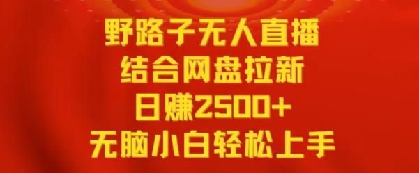 野路子无人直播结合网盘拉新，日赚2500+，小白无脑轻松上手 - 冒泡网