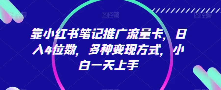 靠小红书笔记推广流量卡，日入4位数，多种变现方式，小白一天上手 - 冒泡网