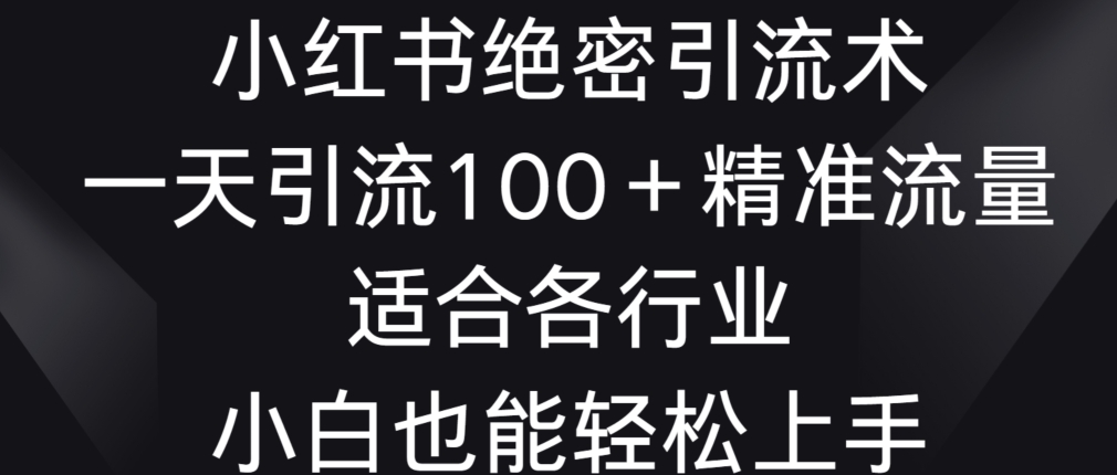 小红书绝密引流术，一天引流100+精准流量，适合各个行业，小白也能轻松上手 - 冒泡网