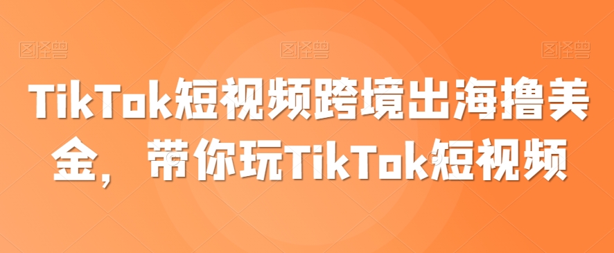 TikTok短视频跨境出海撸美金，带你玩TikTok短视频 - 冒泡网