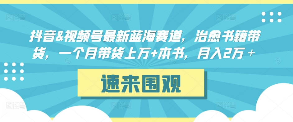 抖音&视频号最新蓝海赛道，治愈书籍带货，一个月带货上万+本书，月入2万＋ - 冒泡网