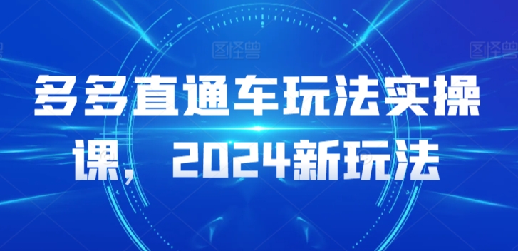 多多直通车玩法实操课，2024新玩法 - 冒泡网