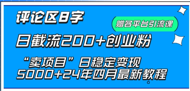 抖音评论区8字日截流200+创业粉 “卖项目”日稳定变现5000+ - 冒泡网