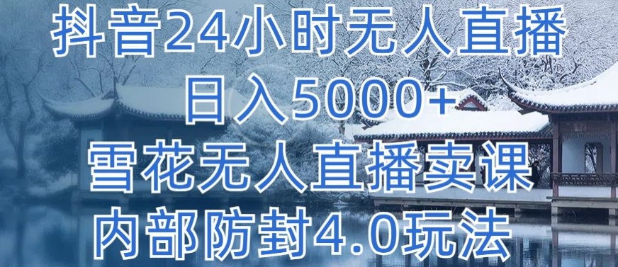 抖音24小时无人直播 日入5000+，雪花无人直播卖课，内部防封4.0玩法 - 冒泡网