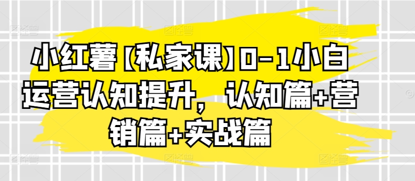 小红薯【私家课】0-1小白运营认知提升，认知篇+营销篇+实战篇 - 冒泡网