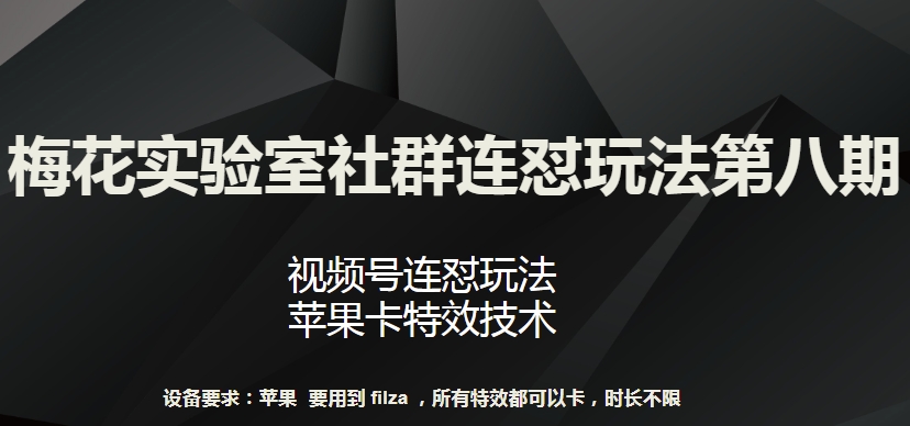 梅花实验室社群连怼玩法第八期，视频号连怼玩法 苹果卡特效技术 - 冒泡网