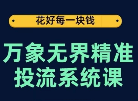 万象无界精准投流系统课，从关键词到推荐，从万象台到达摩盘，从底层原理到实操步骤 - 冒泡网