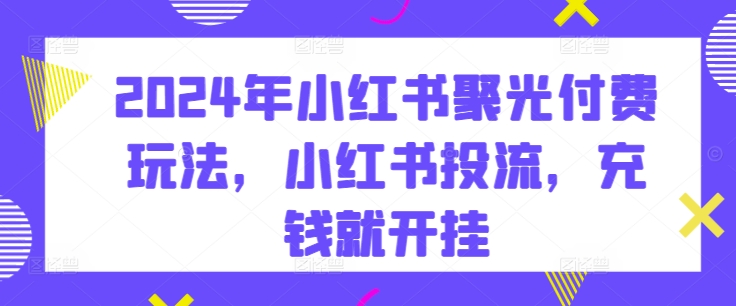 2024年小红书聚光付费玩法，小红书投流，充钱就开挂 - 冒泡网