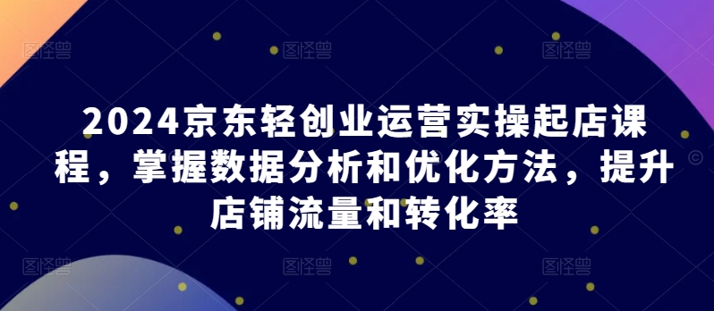 2024京东轻创业运营实操起店课程，掌握数据分析和优化方法，提升店铺流量和转化率 - 冒泡网