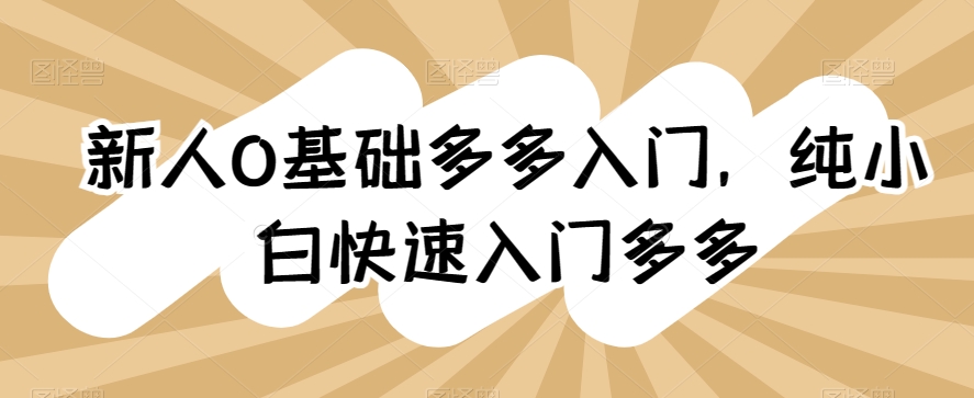 新人0基础多多入门，​纯小白快速入门多多 - 冒泡网