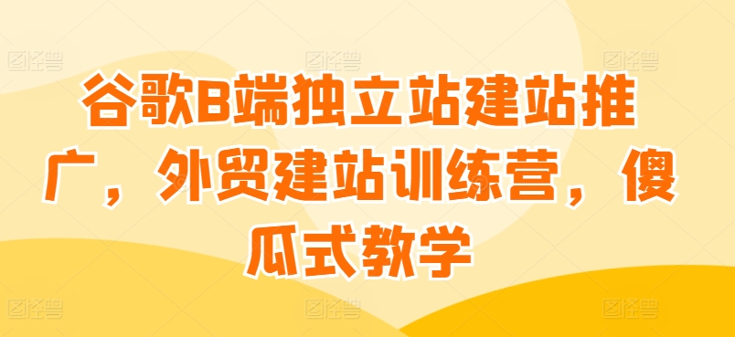 谷歌B端独立站建站推广，外贸建站训练营，傻瓜式教学 - 冒泡网