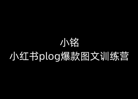 小铭-小红书plog爆款图文训练营，教你从0-1做小红书 - 冒泡网