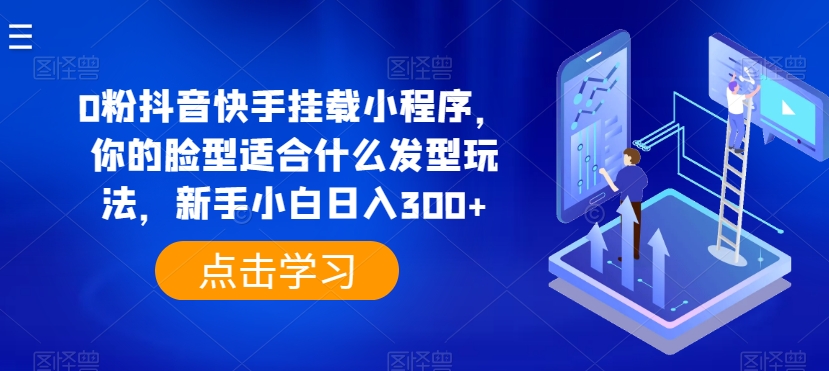 0粉抖音快手挂载小程序，你的脸型适合什么发型玩法，新手小白日入300+ - 冒泡网