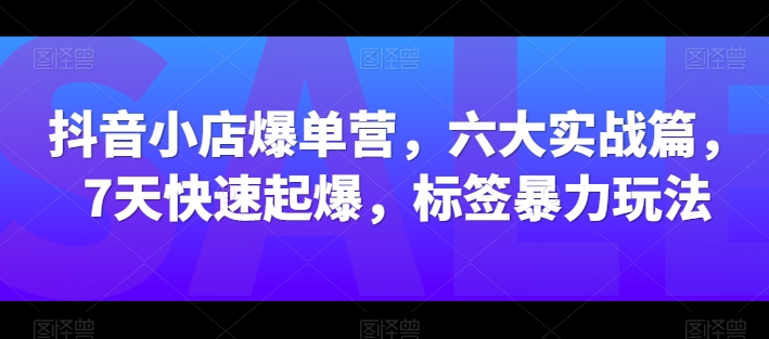 抖音小店爆单营，六大实战篇，7天快速起爆，标签暴力玩法 - 冒泡网