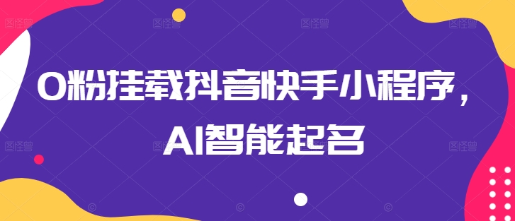 0粉挂载抖音快手小程序，AI智能起名 - 冒泡网