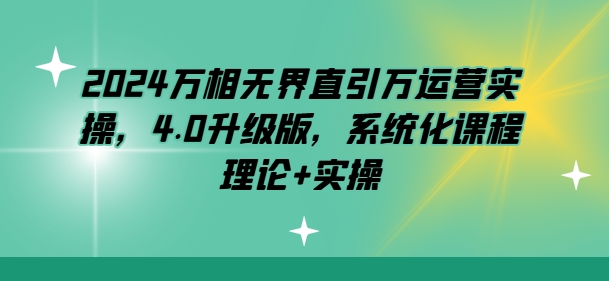 2024万相无界直引万运营实操，4.0升级版，系统化课程 理论+实操 - 冒泡网