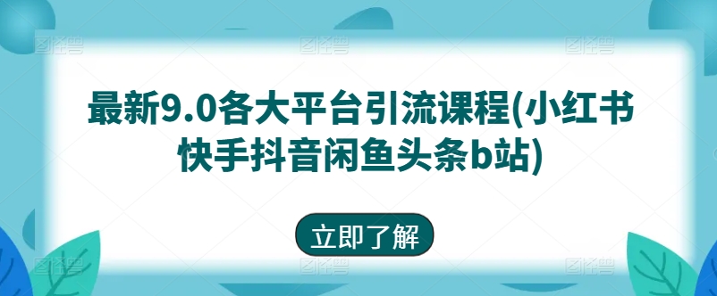 最新9.0各大平台引流课程(小红书快手抖音闲鱼头条b站) - 冒泡网