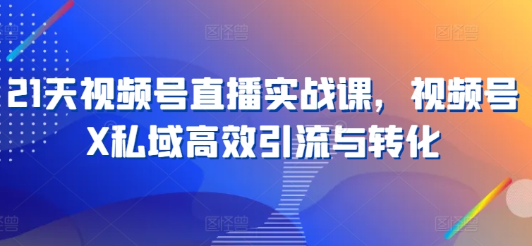 21天视频号直播实战课，视频号X私域高效引流与转化 - 冒泡网