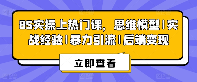 8S实操上热门课，思维模型|实战经验|暴力引流|后端变现 - 冒泡网