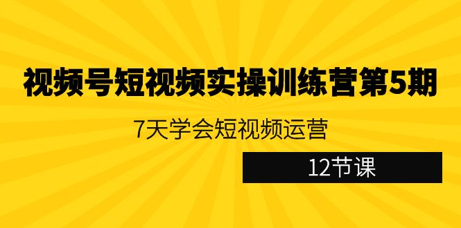 视频号短视频实操训练营第5期：7天学会短视频运营 - 福缘网