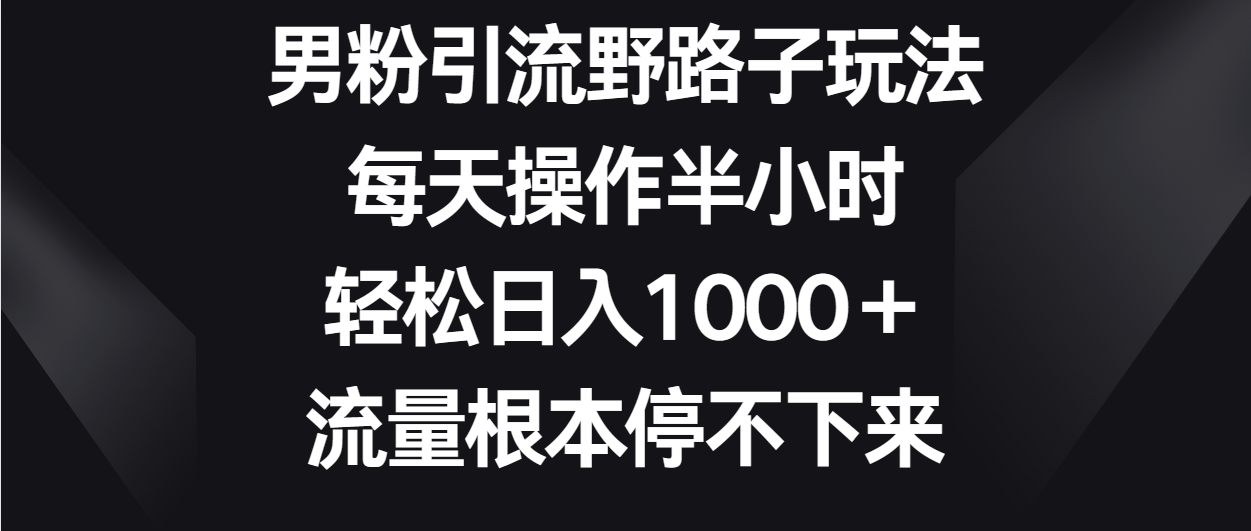 男粉引流野路子玩法，每天操作半小时轻松日入1000＋，流量根本停不下来 - 福缘网