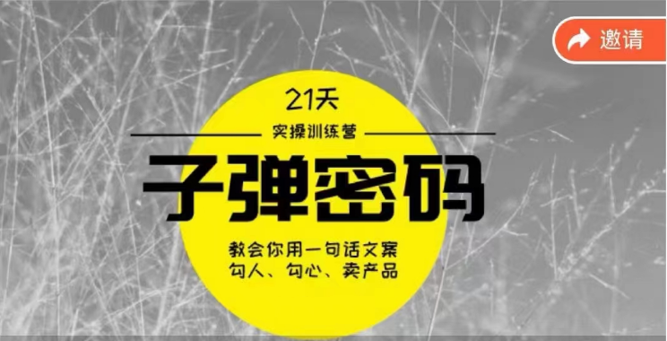 《子弹密码训练营》用一句话文案勾人勾心卖产品，21天学到顶尖文案大师策略和技巧 - 福缘网