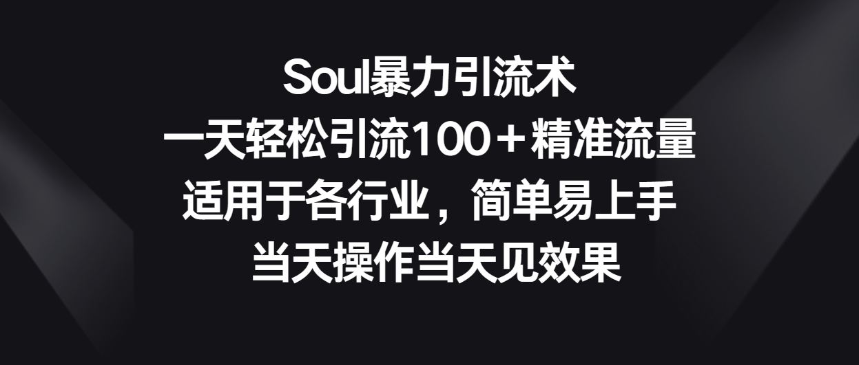 Soul暴力引流术，一天轻松引流100＋精准流量，适用于各行业，简单易上手！ - 福缘网